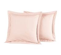 Sensei Maison - Lot 2 taies d'oreiller - 100% Percale de Coton 80 Fils/cm² - Traitement Easy Care - Taille : 65x65 cm - Poudre