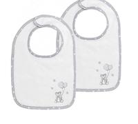 SENSEI MAISON - Lot de 2 bavoirs en coton peigné Zéro Twist BABY SOFT OURS - Petit modèle - Blanc
