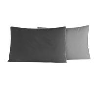 Sensei Maison - Lot de 2 taies d'oreiller Bicolores en Percale Coton DOZMARY - 50x70 cm - Anthracite/Gris Perle