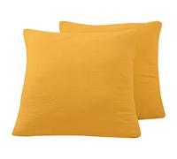 Sensei Maison - Lot de 2 taies d'oreiller en Gaze de Coton LOFT - 65x65 cm - Caramel