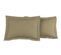 Lot 2 Taies D'oreiller Unie Percale EASY CARE 80 fils/cm² SENSEI SOFT Taupe 50x70 Taupe