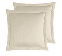 Sensei Maison - Lot de 2 taies d'oreiller rayées en Satin de Coton 120 Fils VERSALUXE - 65x65 cm - Ficelle