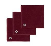 SENSEI MAISON - Lot de 3 torchons carrés avec œillet AMAIA - 50x50 cm - Cardinal