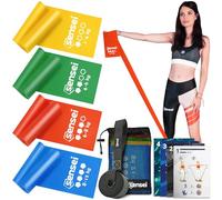 SENSEI® Set d'Élastiques Fitness avec Ancrage (1-12 kg) - Kit Home Gym 5 Pièces : 4 Bandes (200 cm) + Ancrage de Porte - Élastiques à Résistance Progressive