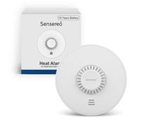 Sensereo Alarme de chaleur autonome de 10 ans, détecteur de chaleur pour la maison et le bureau, batterie scellée de 10 ans avec kit d'installation inclus, conforme à la norme BS 5446-2:2003