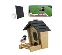 Sensforge Mangeoire intelligente pour oiseaux avec caméra - Mangeoire d'extérieur en bois à énergie solaire avec vue en direct HD 2,5 K, fonction IA avancée (6 mois gratuits), résistante aux