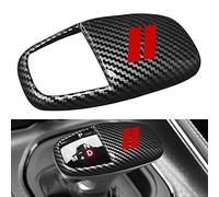 SENSHINE Garniture de pommeau de levier de vitesse pour Dodge Charger Challenger 2015-2023 2024 Durango 2016-2024 - Insert décoratif pour levier de vitesse (bordure rouge en fibre de carbone)