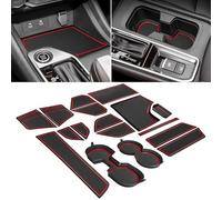 SENSHINE Lot de 17 doublures personnalisées pour Nissan Sentra 2020-2022, 2023, 2024 et 2025 pour porte-gobelet 3D, console centrale, poche de porte, tapis antidérapants (bordure rouge)