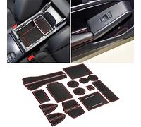SENSHINE Lot de 17 Tapis de Porte antidérapants et Anti-poussière pour Honda Civic Accessoires 2022, 2023 et 2024 (Bordure Rouge)