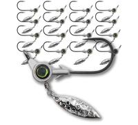 Senshu Mustad Bladed Jig Lot de 16 (4 paquets) avec lame de spinner Underspin - Taille des hameçons 3/0 & 4/0 3,5 g - 10 g - Parfait pour la perche, le sandre et les poissons carnassiers - Haute