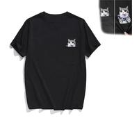 SenShuang T-Shirt imprimé de Chat drôle signé par Le Majeur caché, T-Shirt drôle de Chat de Poche de Doigt du Milieu de Chat, T-Shirt imprimé de Chat (Large,D)