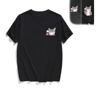 SenShuang T-Shirt imprimé de Chat drôle signé par Le Majeur caché, T-Shirt drôle de Chat de Poche de Doigt du Milieu de Chat, T-Shirt imprimé de Chat (X-Large,B)
