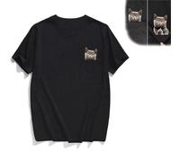 SenShuang T-Shirt imprimé de Chat drôle signé par Le Majeur caché, T-Shirt drôle de Chat de Poche de Doigt du Milieu de Chat, T-Shirt imprimé de Chat (Large,A)