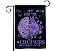 Sensibilisation À La Maladie D'Alzheimer, Ruban Violet, Fleur Violette Du Cerveau Drapeau 30X45Cm Drapeaux Double Face Éclatantes Bannière Cour Pour Fêtes Porte Plage