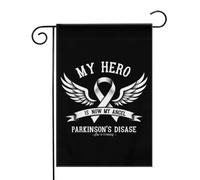 Sensibilisation à la maladie de Parkinson Mon héros est maintenant mon ange 1 Drapeaux de jardin (12,5 x 18 pouces) - Bannière aux couleurs éclatantes pour décoration extérieure de jardin et de maiso