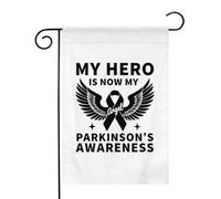 Sensibilisation à la maladie de Parkinson Mon héros est maintenant mon ange Drapeaux de jardin (12,5 x 18 pouces) - Bannière aux couleurs éclatantes pour décoration extérieure de jardin et de maison