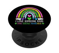 Sensibilisation à la maladie Rare du Ruban zèbre Arc-en-Ciel I Love Someone PopSockets PopGrip Adhésif