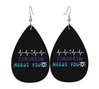 Sensibilisation À La Prévention Du Suicide Boucles D'Oreilles Double Face Boucles D'Oreilles En Cuir Légères Boucle D'Oreille Pour Fête Des Mères Décorations Femme
