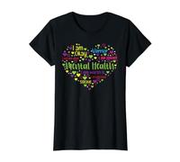 Sensibilisation à la santé mentale Heart End The Stigma Support T-Shirt Graphique avec Valeur, Femme, Noir, S