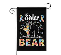 Sensibilisation à l'autisme avec l'ours (2) Drapeaux de jardin (12,5 x 18 pouces) - Bannière aux couleurs éclatantes pour décoration extérieure de jardin et de maison