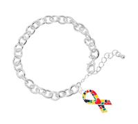 sensibilisation à l'autisme Bracelets de pièces de puzzle Retail Bracelets Chunky Heart Ribbon Charm Bracelet