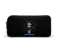 Sensibilisation à l'Autisme Crayon Stylo étui Portable Grande capacité Stylo Pochette Papeterie Organisateur Sac de Maquillage avec Fermeture éclair