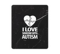 Sensibilisation À l'Autisme J'aime Une Personne Autiste Tapis De Souris Petit Tapis De Souris Gaming Portable Mouse Pad pour Voyage Maison Jeu 25X30Cm