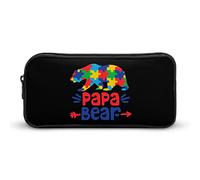 Sensibilisation à l'Autisme Papa Ours Crayon Stylo étui Portable Grande capacité Stylo Pochette Papeterie Organisateur Maquillage Sac avec Fermeture éclair