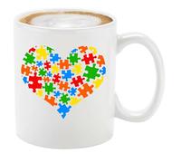 Sensibilisation À L'Autisme, Puzzle En Forme De Cœur, Acceptation De L'Autisme Mug Pratiques Tasse Avec Anse Tasses À Thé Pour Travail Lait Maison 330Ml