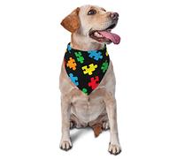 Sensibilisation à l'Autisme Puzzle Motif Chien Bandanas Écharpe pour Animaux de Compagnie Triangle Bavoir Chats Foulard Réglable Accessoires pour Petit Moyen Grand Chiot