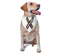 Sensibilisation à l'Autisme Puzzle Motif Chien Bandanas Écharpe pour Animaux de Compagnie Triangle Bavoir Chats Foulard Réglable Accessoires pour Petit Moyen Grand Chiot