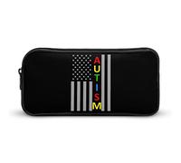 Sensibilisation à l'Autisme Puzzle USA Drapeau Crayon Stylo étui Portable Grande capacité Stylo Pochette Papeterie Organisateur Maquillage Sac avec Fermeture éclair