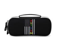 Sensibilisation à l'Autisme Puzzle USA Drapeau Étui à Crayons Sac à Stylo Portable avec Fermeture éclair Trousse de Maquillage de Voyage Organisateurs de Papeterie pour Le Bureau à Domicile