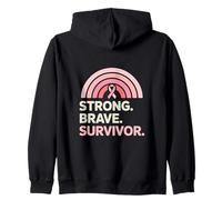 Sensibilisation au Cancer du Sein - Fort et Courageux - Survivant Arc-en-Ciel Sweat à Capuche