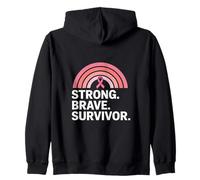Sensibilisation au Cancer du Sein - Fort et Courageux - Survivant Arc-en-Ciel Sweat à Capuche