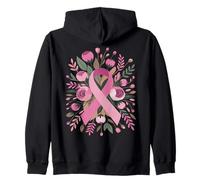 Sensibilisation au Cancer du Sein Motif de Ruban Floral Boho Sweat à Capuche