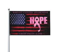 Sensibilisation au cancer du sein Personne ne se bat seul dans cette famille Drapeau américain 3x5 simple face Rubans roses Tapisserie pour décoration intérieure Cadeaux