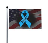 Sensibilisation Au Placement Familial : Le Cancer, C’Est Nul ! Ruban Bleu Drapeaux Résistant Aux Intempéries Bannière Avec Œillets Garden Flag Pour Mur Balcon Maison 90X150Cm