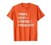 Sensibilisation au Trouble du TDAH Attention Hyperactivité T-Shirt, Homme, Orange, XL