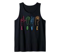 Sensibilisation aux sourds, Couleurs Arc-en-Ciel, langage des Signes Love Hands Débardeur