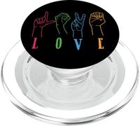 Sensibilisation aux sourds, Couleurs Arc-en-Ciel, langage des Signes Love Hands PopSockets PopGrip pour MagSafe