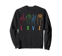Sensibilisation aux sourds, Couleurs Arc-en-Ciel, langage des Signes Love Hands Sweatshirt
