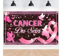 Sensibilisation Cancer du Sein d'Octobre Rose Bannière Décoration, Bannière Deco Rose de 180 * 110cm, Cancer du Sein de la Prévention et Le Contrôle Décoration Intérieur Extérieur Fête