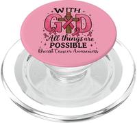 Sensibilisation chrétienne au Cancer du Sein - Jésus Foi Dieu Croix PopSockets PopGrip pour MagSafe