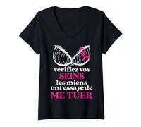 Sensibilisation Dépistage Cancer Du Sein Vérifiez Vos Seins T-Shirt avec Col en V