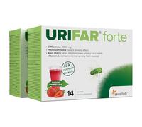 Sensilab Urifar Forte - Délicieuse boisson à la fraise à base de D-Mannose, Vitamine A, Hibiscus et extrait de cerise griotte pour les voies urinaires - 28 sachets