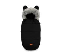 SENSILLO Chancelière Poussette Sierra - Sac de Couchage Chaud et Imperméable pour Poussette et Traîneau - Intérieur Polaire, Peluche Détachable - Design Élégant avec Oreilles - Noir