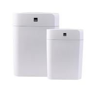 SENSIOHOME Lot de 2 poubelles étanches à détecteur de mouvement avec couvercles automatiques, pour chambre à coucher, cuisine, salle de bain, salon, bureau, blanc avec bordure grise 12 L + 16 L