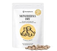 Sensipharm Monoderma Dry - Aide naturellement à soulager l'eczéma sec, les démangeaisons, la peau, le pelage, les problèmes - 90 comprimés à 250 mg pour chats, chiens, cochons d'Inde, lapins