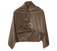 SENSLY - SB0012 Poncho Chauffant USB 2 en 1 Version Peluche - Ultra Confortable avec 3 Niveaux d'Intensité de Chaleur - Pratique et Léger - Couleur Gris